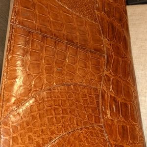 Gorgeous Original 40s Genuine Alligator Clutch Bag Brazil w Duty Stamps